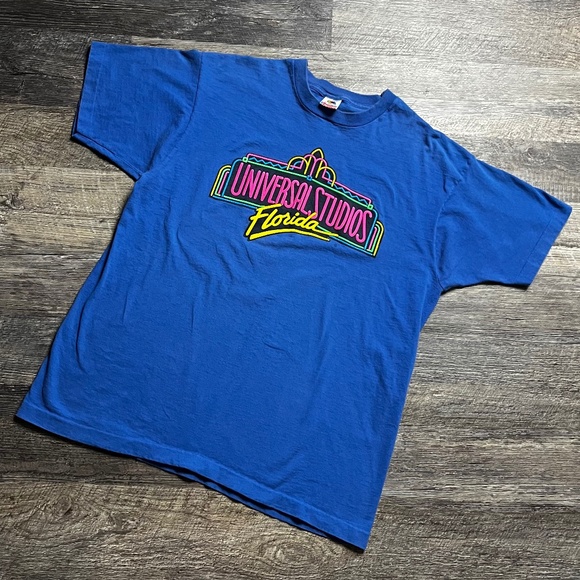 Vintage Universal Studios Florida Shirt Size XL Blue 90's Disney Cartoon KC - Picture 2 of 3